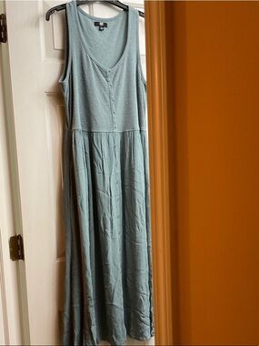 Frye Sleeveless Button-Front Maxi Dress in Dusty Sage
